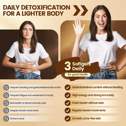 VivoNu wormwood black walnut cloves softgels infographic for gut comfort bloating support and daily digestion